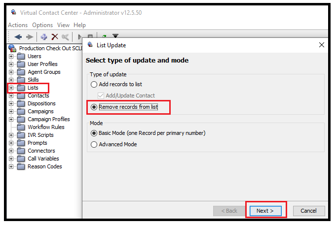 Administrator | Removing Records from a List