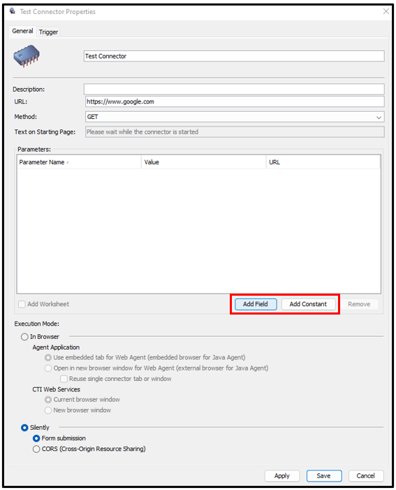 Administrator | Adding Connector Parameters