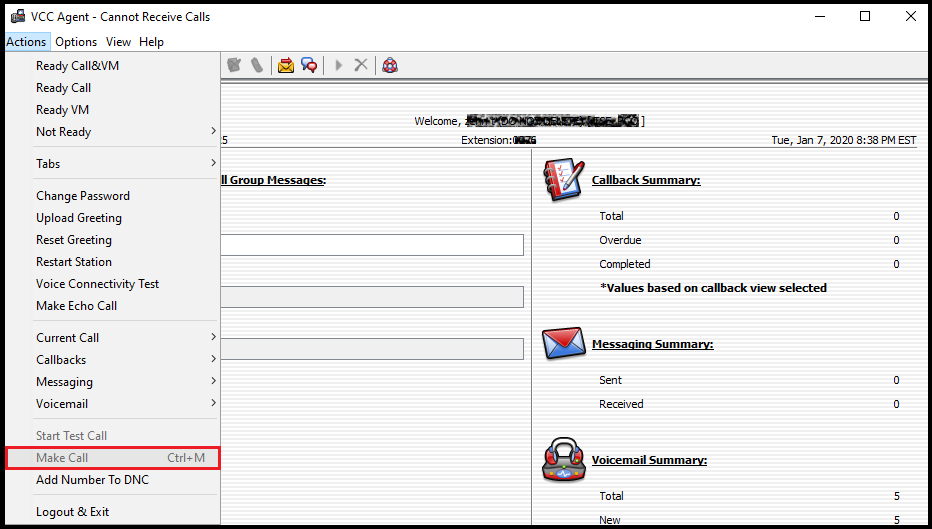 VCC | Make a Call/Dial Button is Grayed Out