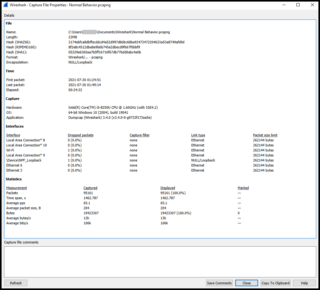 Wireshark | File Capture Properties