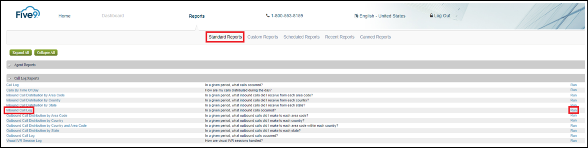 Reporting | Inbound Call Log Report